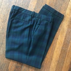 J. Crew Cafe Capri in Navy and Green plaid